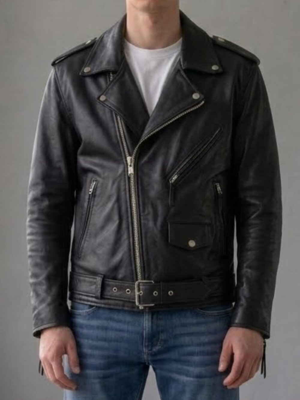 Vintage FMC First Manufacturing Co. Leather Motorcycle Biker Jacket Men's 42